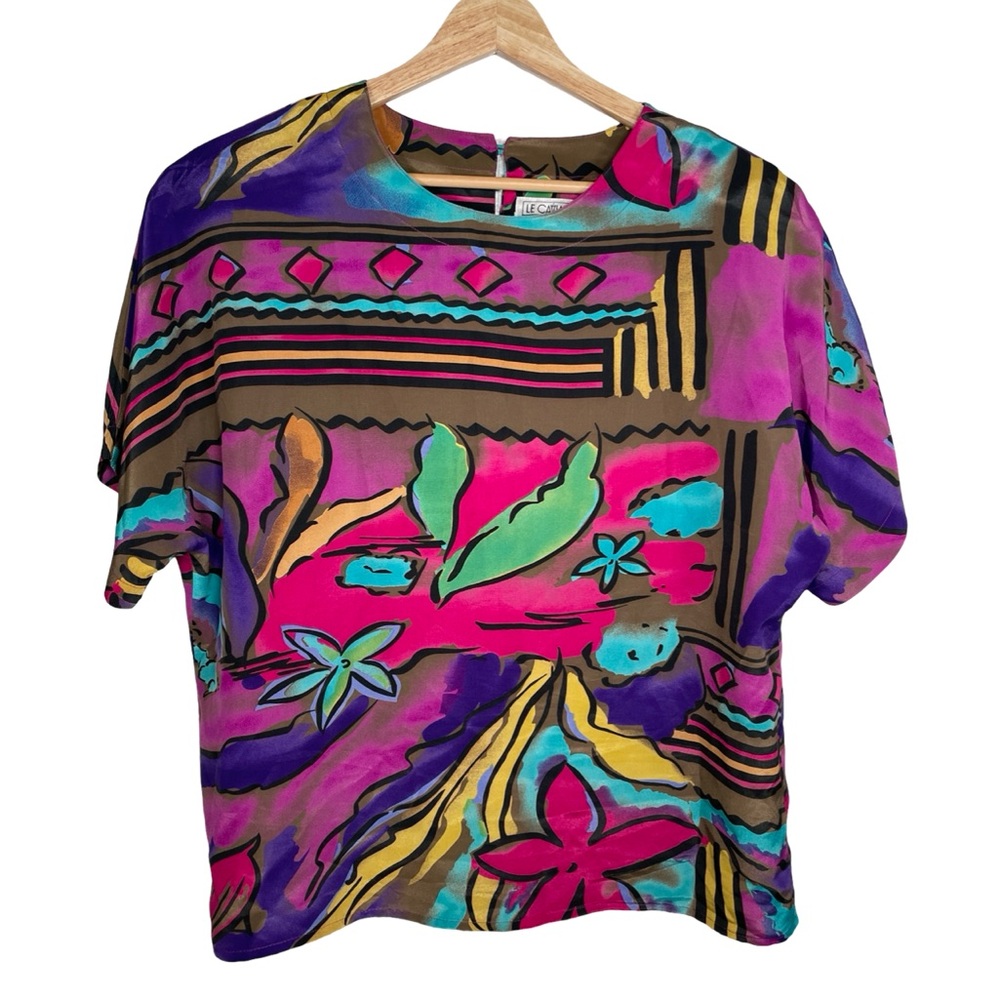 Le Caviar vintage Colorful Abstract Women's Top large